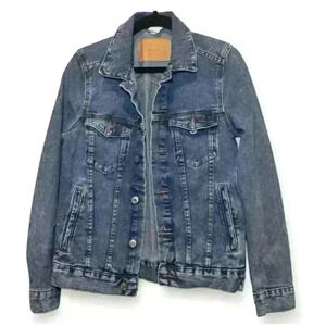 &Denim Women's Blue Jean Jacket Size 0 Casual Button Front Pockets
